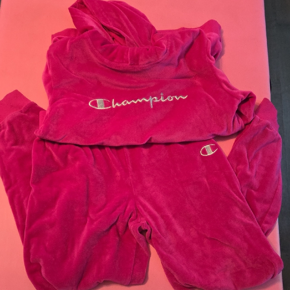 Champion Hot Pink Velour Set Kids L